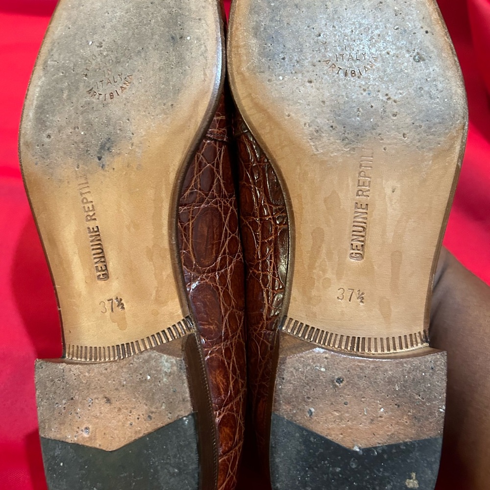 Vintage 1990s GIORGIO ARMANI Reptile Leather Slip On Loafers sz 37.5 - Picture 2 of 4